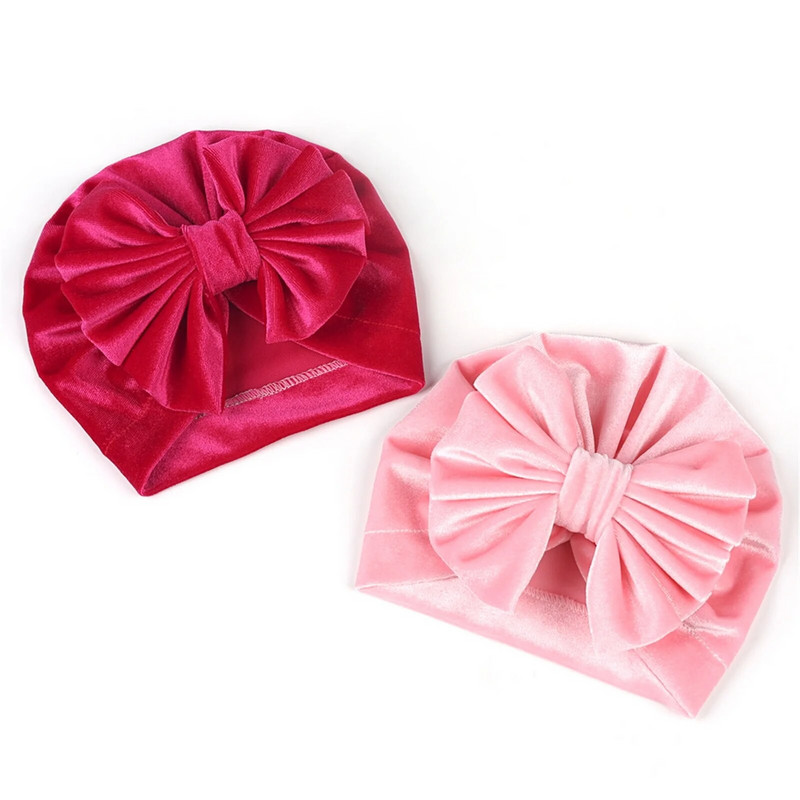 Новородени кадифени шапки, едноцветна топла мека есенно-зимна шапка за момчета и момичета