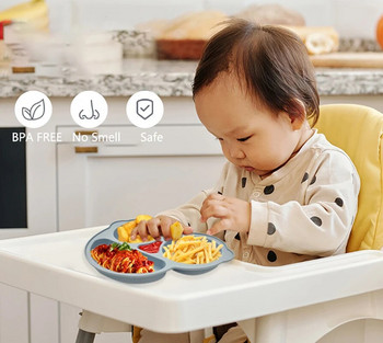 Силиконова трапезарна чиния, безопасна за бебета, смукателна чиния, плътна, сладка анимационна детска посуда, смукателна, тренировъчна посуда за малки деца, детски купички за хранене