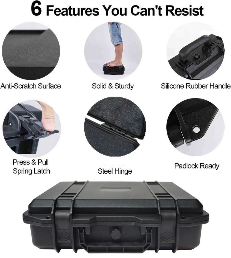 Εργαλειοθήκη ABS Πλαστική θήκη οργάνων ασφαλείας Εξοπλισμός Φορητή θήκη εργαλειοθήκης ξηρού οργανισμού Αθλητικός εξοπλισμός σε κρούσεις Θήκη εργαλείων με αφρό