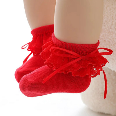 Ανοιξιάτικες νεογέννητες κάλτσες με φιόγκο κορδέλα δαντέλα Πριγκίπισσα μαλακό βαμβακερό βρέφος κοριτσάκια λευκές φθινοπωρινές κάλτσες Πρωτοχρονιάτικα δώρα