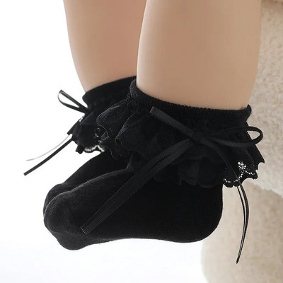 Ανοιξιάτικες νεογέννητες κάλτσες με φιόγκο κορδέλα δαντέλα Πριγκίπισσα μαλακό βαμβακερό βρέφος κοριτσάκια λευκές φθινοπωρινές κάλτσες Πρωτοχρονιάτικα δώρα