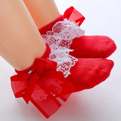 Ανοιξιάτικες νεογέννητες κάλτσες με φιόγκο κορδέλα δαντέλα Πριγκίπισσα μαλακό βαμβακερό βρέφος κοριτσάκια λευκές φθινοπωρινές κάλτσες Πρωτοχρονιάτικα δώρα