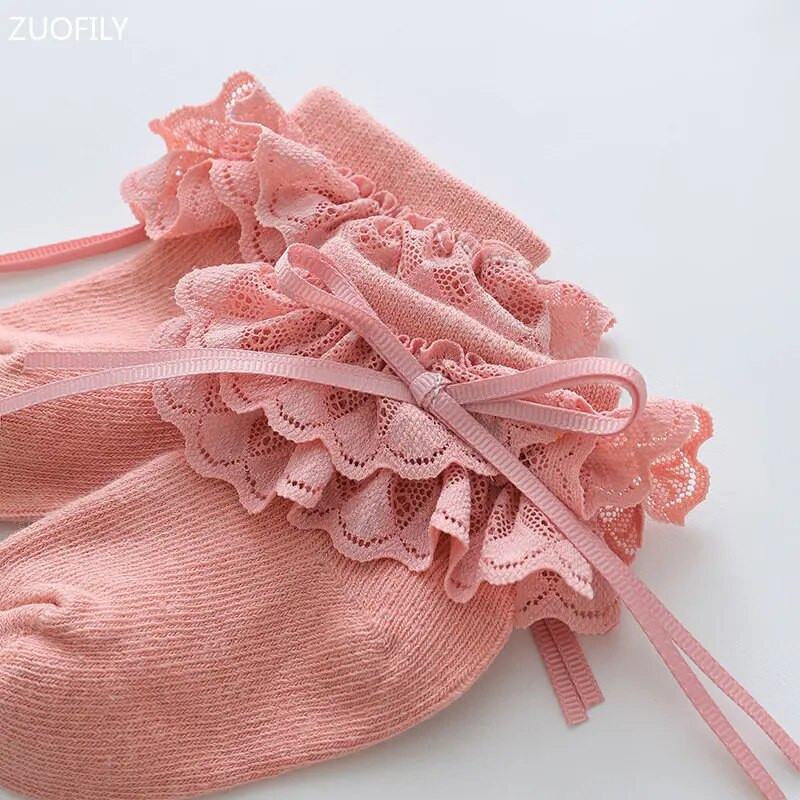 Ανοιξιάτικες νεογέννητες κάλτσες με φιόγκο κορδέλα δαντέλα Πριγκίπισσα μαλακό βαμβακερό βρέφος κοριτσάκια λευκές φθινοπωρινές κάλτσες Πρωτοχρονιάτικα δώρα