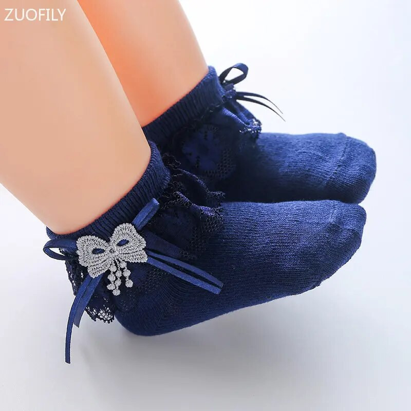 Ανοιξιάτικες νεογέννητες κάλτσες με φιόγκο κορδέλα δαντέλα Πριγκίπισσα μαλακό βαμβακερό βρέφος κοριτσάκια λευκές φθινοπωρινές κάλτσες Πρωτοχρονιάτικα δώρα