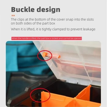 Комбинирана кутия за инструменти Органайзер за части Кутия за съхранение на хардуер Кутия с инструменти Подреждащ се разделител Ремонт Преносима кутия за съхранение с дръжка с множество решетки