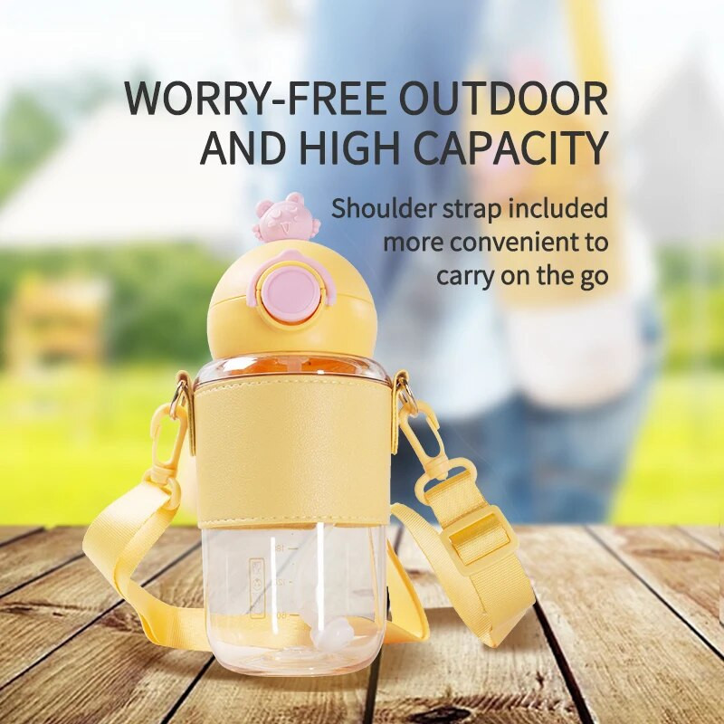 1 kom dječja boca za vodu prijenosne dječje šalice podesive naramenice s gravitacijskom loptom 450 ml nepropusna boca za vodu za putovanja na otvorenom