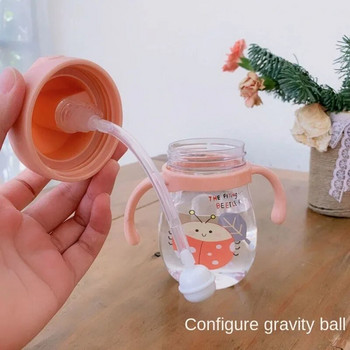 350ml Baby Sippy Water Cup Kid Handle Learning Feeding μπιμπερό κατά του πνιγμού με Gravity Ball Παιδικό κύπελλο προπόνησης με καλαμάκι