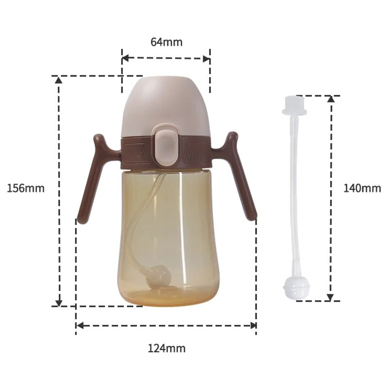 1 gab. Bērnu ūdens pudele Pārnēsājami bērnu krūzes Gravitācijas bumba ar rokturi 240ml Noplūdes necaurlaidīgs elastīgs vāks bērnu treniņu ūdens kauss