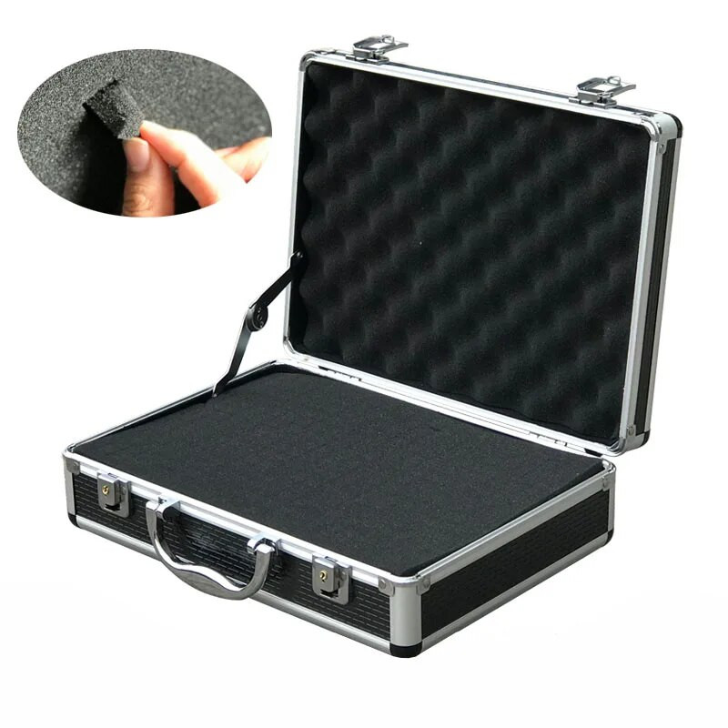 Prenosná hliníková zliatinová skrinka na náradie, úložný box na spisy, protišoková bezpečnostná pomôcka, puzdro na náradie, puzdro na prístroje, vonkajšia skrinka 325x235x100mm