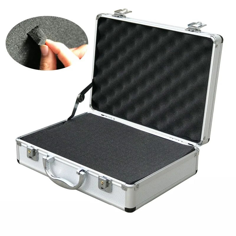 Prenosná hliníková zliatinová skrinka na náradie, úložný box na spisy, protišoková bezpečnostná pomôcka, puzdro na náradie, puzdro na prístroje, vonkajšia skrinka 325x235x100mm
