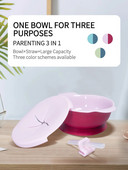 1db baba etetőtál szett szalmafedővel Hordozható uzsonnatartó szilikon tapadókorong Gyermek étkészlet Bpa ingyenes babacucc