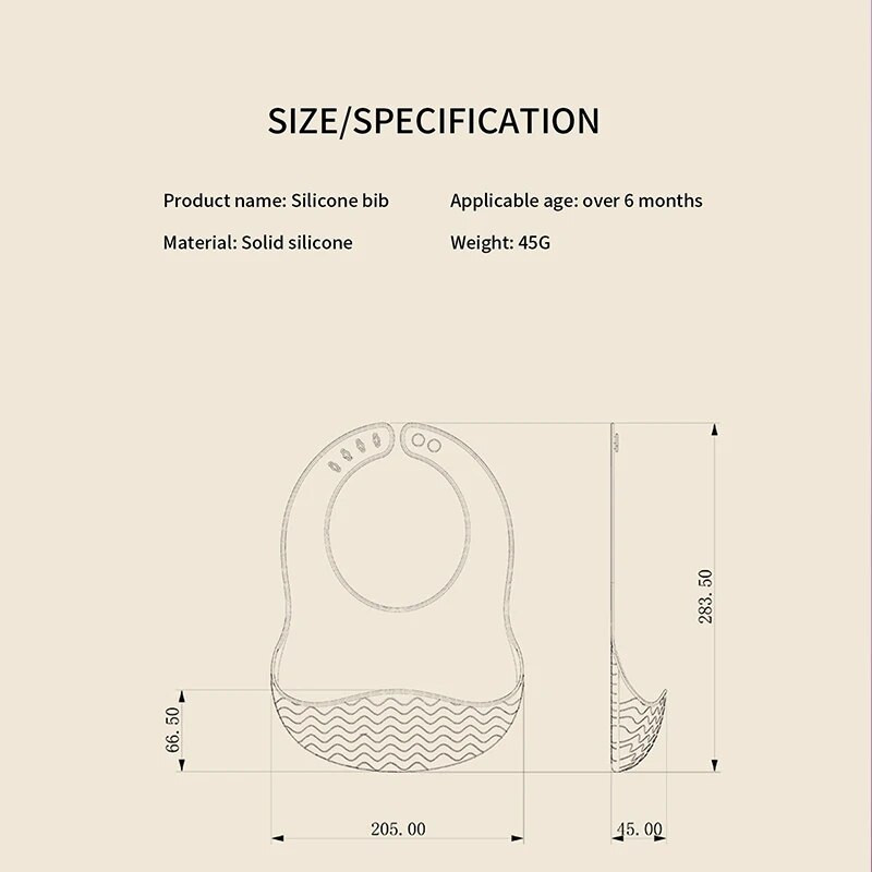 1 τμχ Βρεφική σαλιάρα σιλικόνης Εξαιρετικά ελαφριά πλατύς ώμος Αδιάβροχη ρυθμιζόμενη κυματοειδές σχέδιο Αξεσουάρ μωρού Σαλιάρα βρεφικής τροφής
