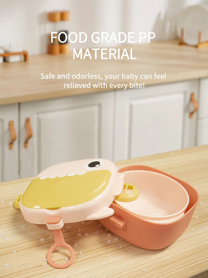 4-osaline beebitoidukausid Põletusvastased Pp-materjalist Kuumust säilitavad dinosauruse lauanõud koos kääride ja lusikaga