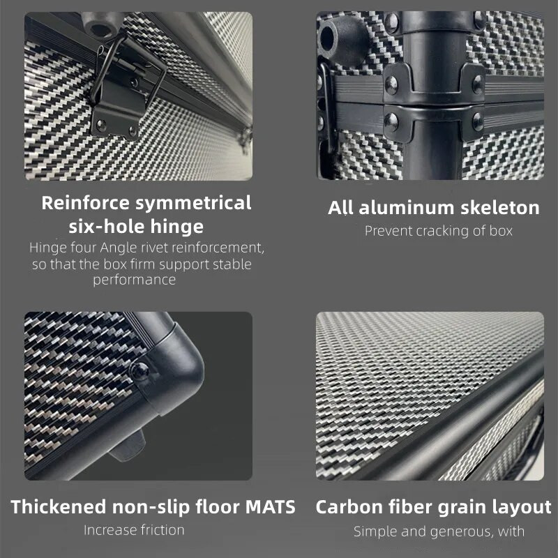Multifunktsionaalne kohvririistade karp kõvaümbris kaasaskantav tööriistakast faili hoiustamisorganisaatorid kast instrumendikohver Süsinikkiust