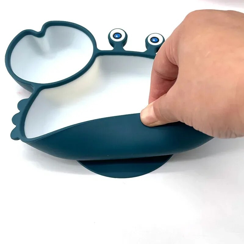 Mazuļiem drošs silikona ēdamistabas šķīvis sūkšanas karikatūra bērniem trauki barošana mazuļu apmācība galda trauki krabju bērnu bļoda