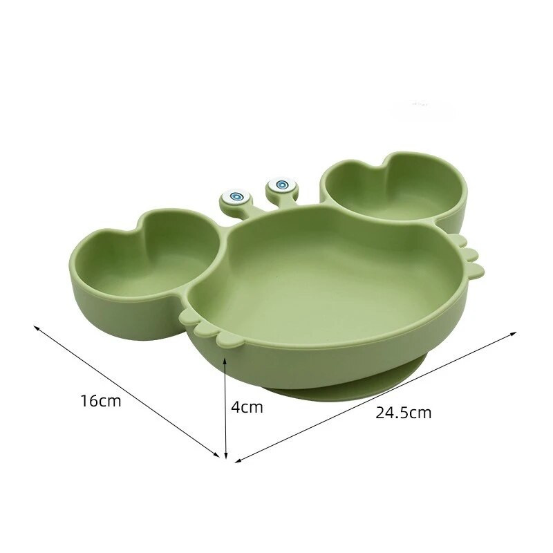 Mazuļiem drošs silikona ēdamistabas šķīvis sūkšanas karikatūra bērniem trauki barošana mazuļu apmācība galda trauki krabju bērnu bļoda