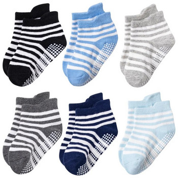 6 чифта/партида 0 до 5 години Нехлъзгащи неплъзгащи се чорапи с дръжки за бебета, малки деца, момчета, момичета, всесезонни памучни чорапи