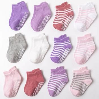6 ζευγάρια/παρτίδα 0 έως 5 ετών Αντιολισθητικές κάλτσες αστραγάλου με λαβές για μωρό νήπιο Παιδιά αγόρια κορίτσια Βαμβακερές κάλτσες για όλες τις εποχές