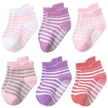 6 ζευγάρια/παρτίδα 0 έως 5 ετών Αντιολισθητικές κάλτσες αστραγάλου με λαβές για μωρό νήπιο Παιδιά αγόρια κορίτσια Βαμβακερές κάλτσες για όλες τις εποχές