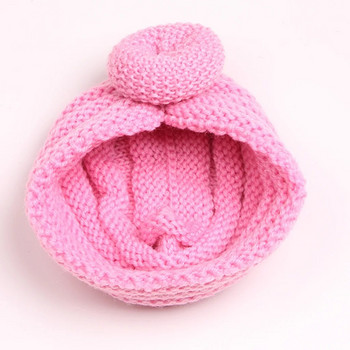Плетена шапка с поничка за новородено Есен Зима Топли шапки с тюрбан за момичета Момчета Еластично детско боне Мека шапка за бебета Бебешки аксесоари