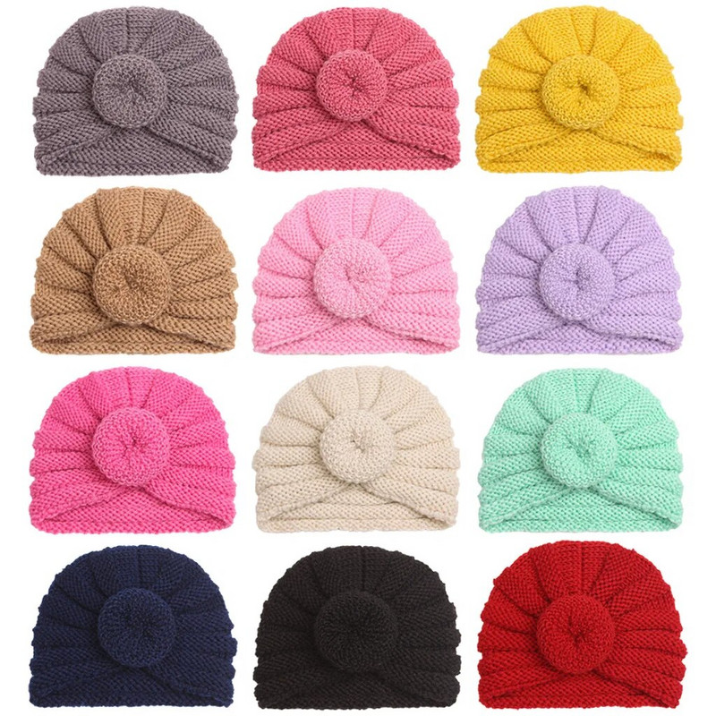 Jaundzimušā virtuļa trikotāžas cepure rudens ziemas siltas turbāna cepures meitenēm zēniem elastīgas bērnu pārsegs mīkstas zīdaiņu cepures mazuļiem aksesuāri