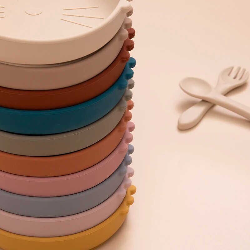 Βρεφική πλάκα σιλικόνης για μωρά Χαριτωμένα πιάτα για γάτες Παιδικά φαγητά Επιτραπέζια σκεύη αντιολισθητική βρεφική τροφή χωρίς BPA Μπολ για παιδιά