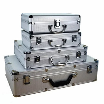 Θήκη κουτιού αλουμινίου αποθήκευσης με φορητή βαλίτσα ασφαλείας σφουγγάρι Εξοπλισμός όργανο εργαλειοθήκη κρούσης Ανθεκτική εργαλειοθήκη