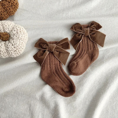 Χειμερινές κάλτσες μωρών Αγόρι Κορίτσι Νεογέννητο Φθινόπωρο μεγάλο φιόγκο Παιδικές κάλτσες μεσαίου σωλήνα ζεστές βαμβακερές κάλτσες Παιδικά αξεσουάρ για βρέφη Ρούχα