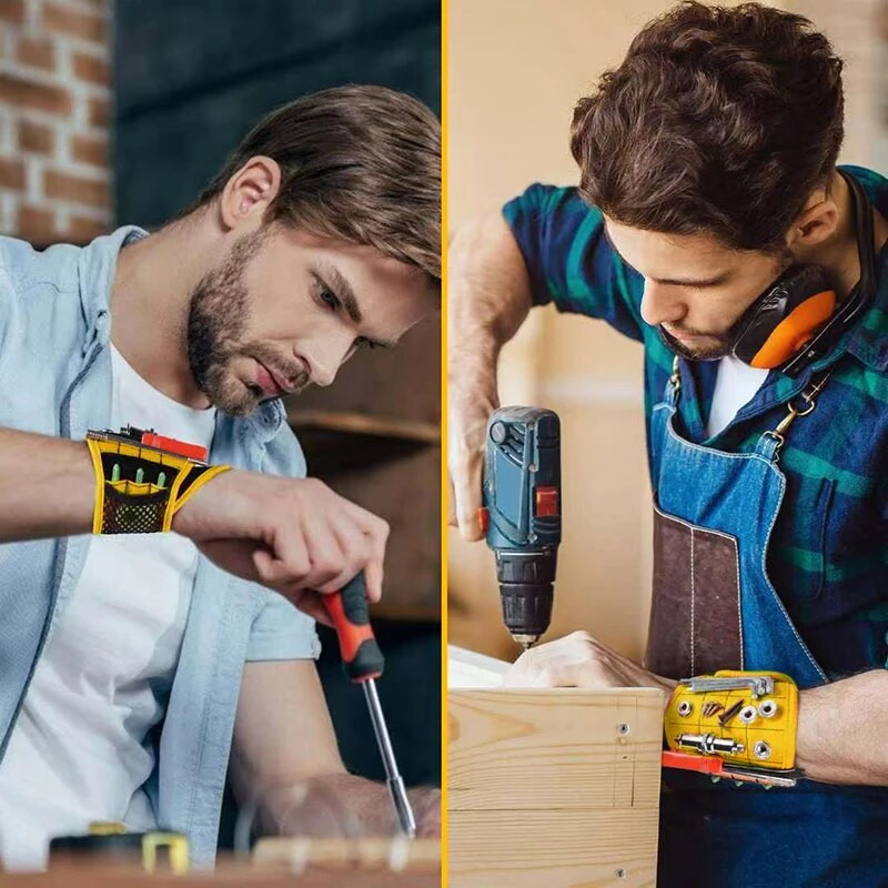 Tugevate magnetitega magnetkäepael hoiab naelu ja puurit. Kingitus isale, poiss-sõbrale. Rihma kruvihoidja tööriista hoidmine randmeosa