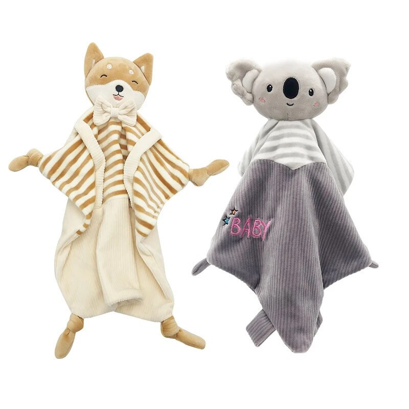 Βρεφικά βελούδινα γεμιστά παιχνίδια κινουμένων σχεδίων Bear Bunny Soothe Appease Towel Appease Doll για νεογέννητο Μαλακό ανακουφιστικό πετσέτα δώρο παιχνίδι ύπνου