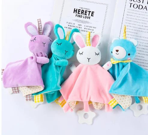 Βρεφικά γεμιστό Παιχνίδι Ζώων Καταπραΰνει Πετσέτα Ηρεμίας Χαριτωμένο αρκουδάκι βελούδινη κουδουνίστρα Μαλακή κουβέρτα κούκλα βελούδινη κούκλα άνεσης για νεογέννητο παιχνίδι συντροφιάς ύπνου