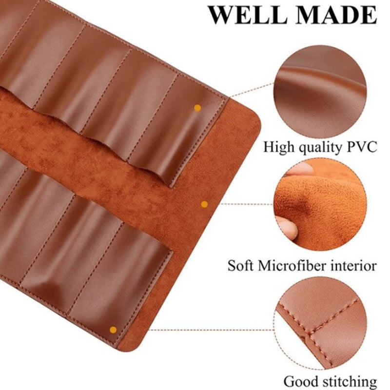 Prenosná kožená rolovacia taška na náradie (10 priehradiek), veľkokapacitná skladacia taška na náradie, hnedá/čierna