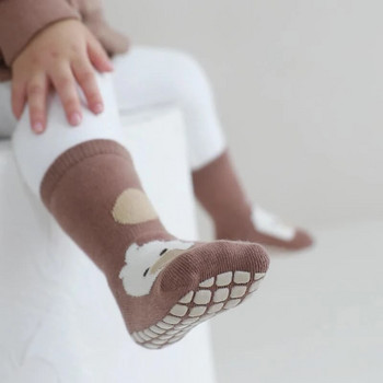 1 ζευγάρι Φθινοπωρινές χειμερινές κάλτσες μωρού Kawaii Baby Tube Αντιολισθητική κάλτσα δαπέδου Cartoon Bear Duck Cotton print Αξεσουάρ για νεογέννητο νήπιο