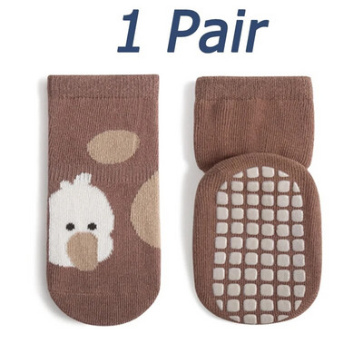 1 ζευγάρι Φθινοπωρινές χειμερινές κάλτσες μωρού Kawaii Baby Tube Αντιολισθητική κάλτσα δαπέδου Cartoon Bear Duck Cotton print Αξεσουάρ για νεογέννητο νήπιο