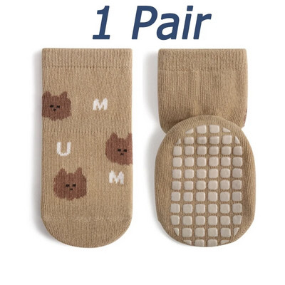 1 ζευγάρι Φθινοπωρινές χειμερινές κάλτσες μωρού Kawaii Baby Tube Αντιολισθητική κάλτσα δαπέδου Cartoon Bear Duck Cotton print Αξεσουάρ για νεογέννητο νήπιο