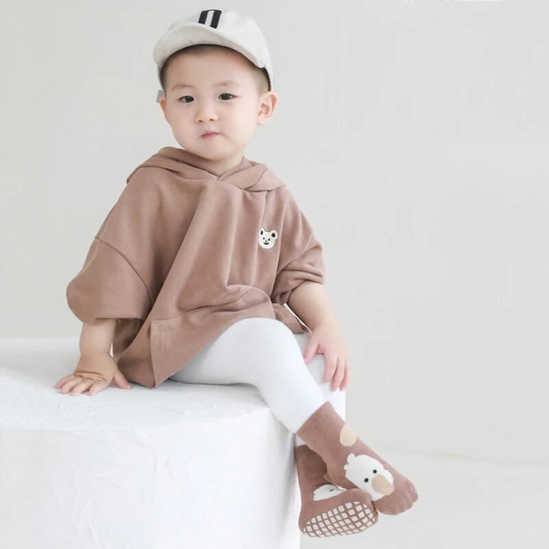 1 ζευγάρι Φθινοπωρινές χειμερινές κάλτσες μωρού Kawaii Baby Tube Αντιολισθητική κάλτσα δαπέδου Cartoon Bear Duck Cotton print Αξεσουάρ για νεογέννητο νήπιο