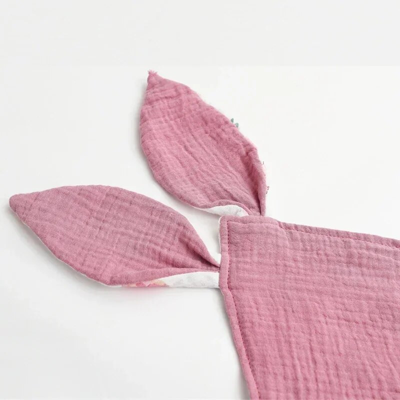 Βρεφική κουβέρτα από βαμβακερή μουσελίνα Μαλακή κουβέρτα ύπνου για νεογέννητα Χαριτωμένα αυτιά κουνελιού Παιδί ύπνου καταπραΰνει πετσέτα σαλιάρες πετσέτα σάλιου