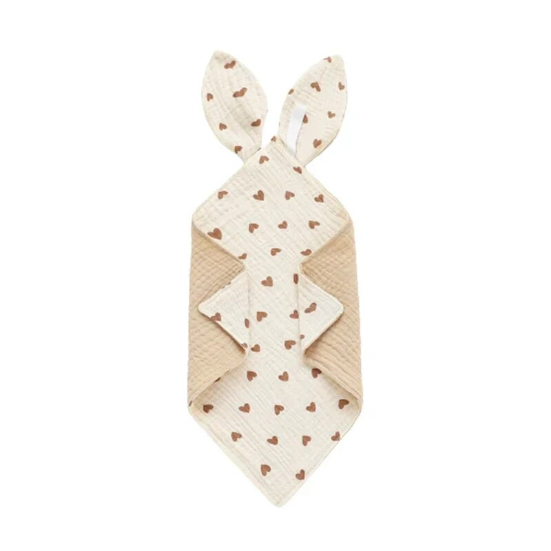 Βρεφική κουβέρτα από βαμβακερή μουσελίνα Μαλακή κουβέρτα ύπνου για νεογέννητα Χαριτωμένα αυτιά κουνελιού Παιδί ύπνου καταπραΰνει πετσέτα σαλιάρες πετσέτα σάλιου