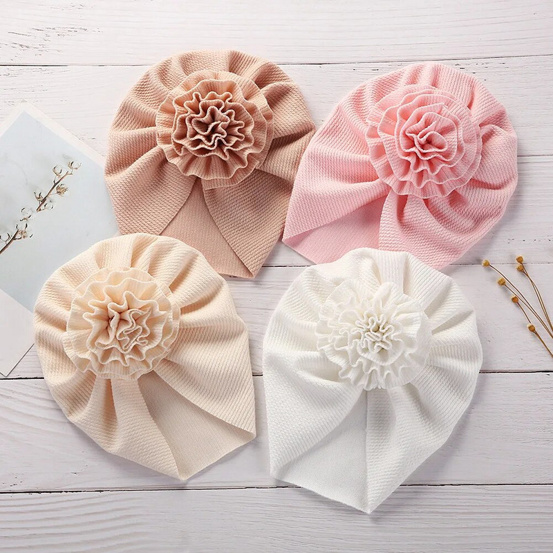 Armas lilleline beebi turbanmüts pehme elastne laste nokamüts Sügistalvine soliidne beebitüdruku mütsid vastsündinule Aksessuaarid