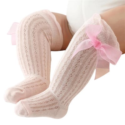 Ciorapi lungi pentru bebeluși fetițe, prințesă, culoare uni, drăguț, cu fundătură, respirabili, șosete până la genunchi, 0-24 m