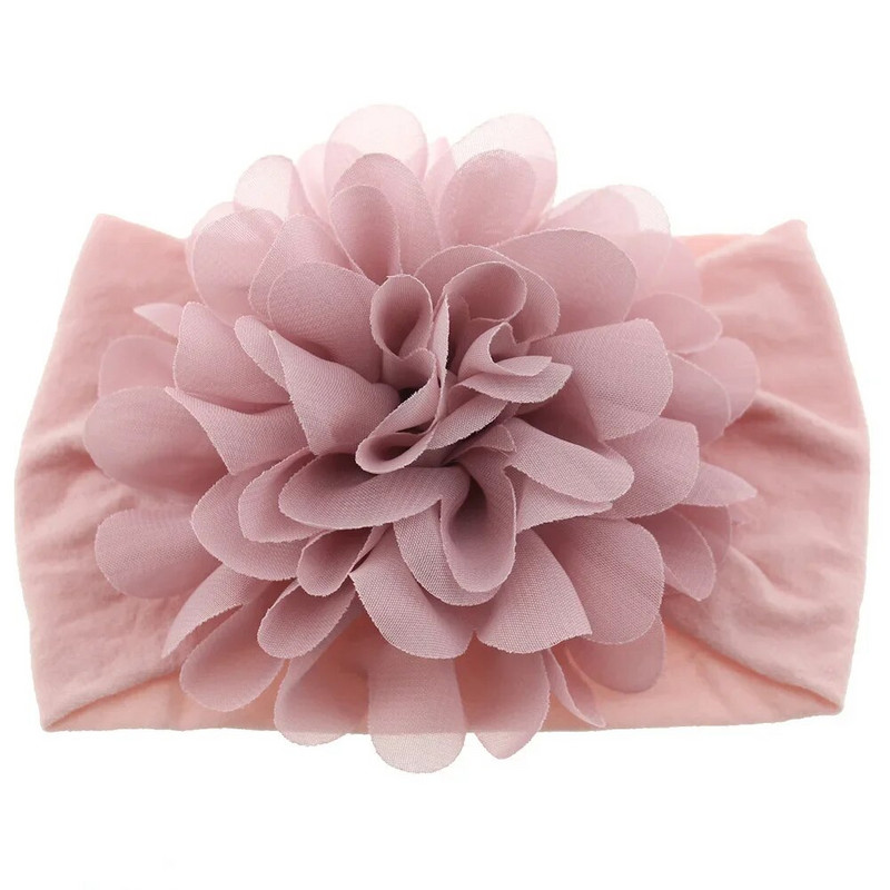 Νέο χαριτωμένο μαλακό ελαστικό λουλούδι σιφόν μωρό κεφαλόδεσμο για νεογέννητο κόμπο με φαρδύ νάιλον περιτυλίγματα κεφαλής για βρέφη Κορίτσια φωτογραφικά στηρίγματα