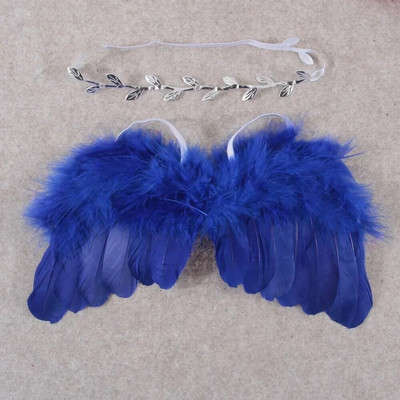 Madingas 2vnt./rinkinys Plunksnų angelo sparnas su lapų galvos juostele naujagimiui, mažyliui, kūdikiui, vaikams suvenyrai, fotorekvizitai, priedai