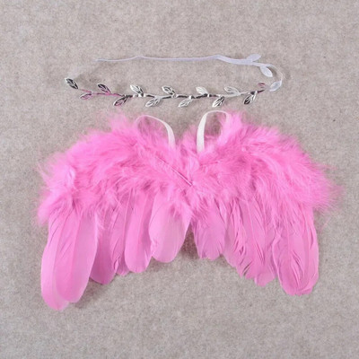 Madingas 2vnt./rinkinys Plunksnų angelo sparnas su lapų galvos juostele naujagimiui, mažyliui, kūdikiui, vaikams suvenyrai, fotorekvizitai, priedai