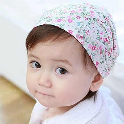 Girls Twisted Cute Baby Turban Kid Floral Polka Dot Print Headscarf Cotton Elastic Headband Bandana Hats Hair Accessories