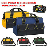 Ηλεκτρολόγος Tool Bag Organizers 1680D Oxford υφασμάτινη φορητή τσάντα χειρός πολλαπλών τσέπης Αδιάβροχες λειτουργικές τσάντες εργαλείων ανθεκτικές στη φθορά