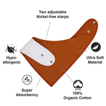 Бебешки лигавници Лигавници от 100% органичен памук за момчета и момичета Модни лигавници за хранене на новородени Регулируема кърпа за бебешка слюнка