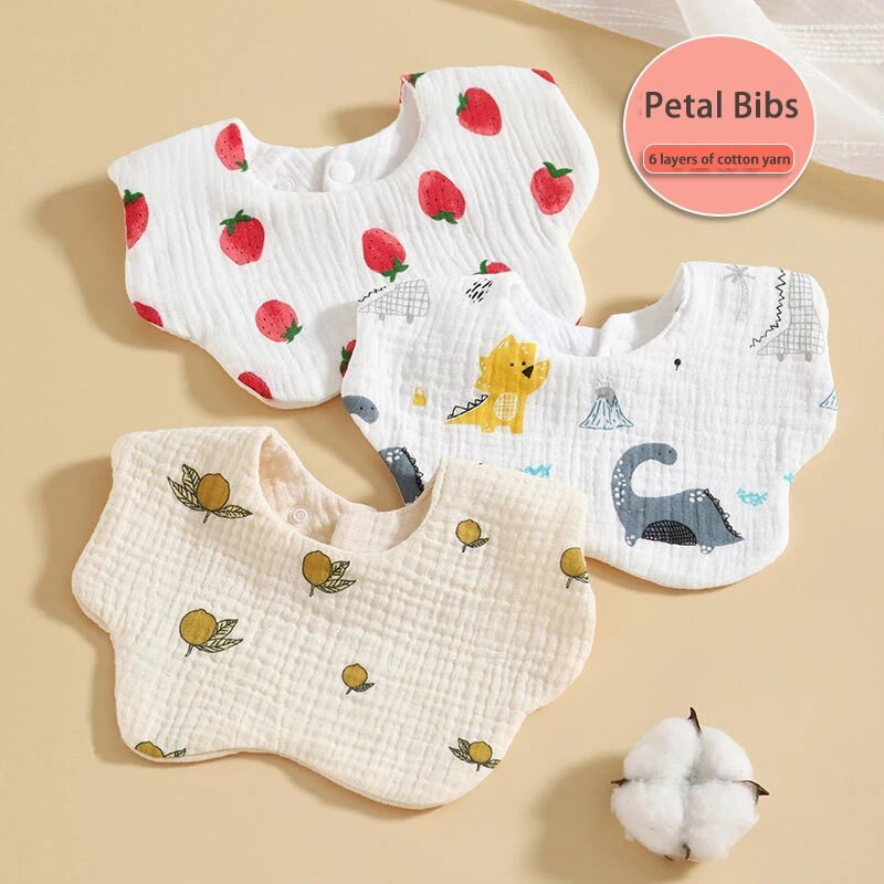 Σαλιάρες τροφοδοσίας μωρού 6 στρώσεων Βαμβακερό νήμα πέταλο Βρεφική πετσέτα σάλιου Καλοκαιρινό νεογέννητο νήπιο Μαλακό ύφασμα ρέψης Παιδική σαλιάρα 360 μοιρών