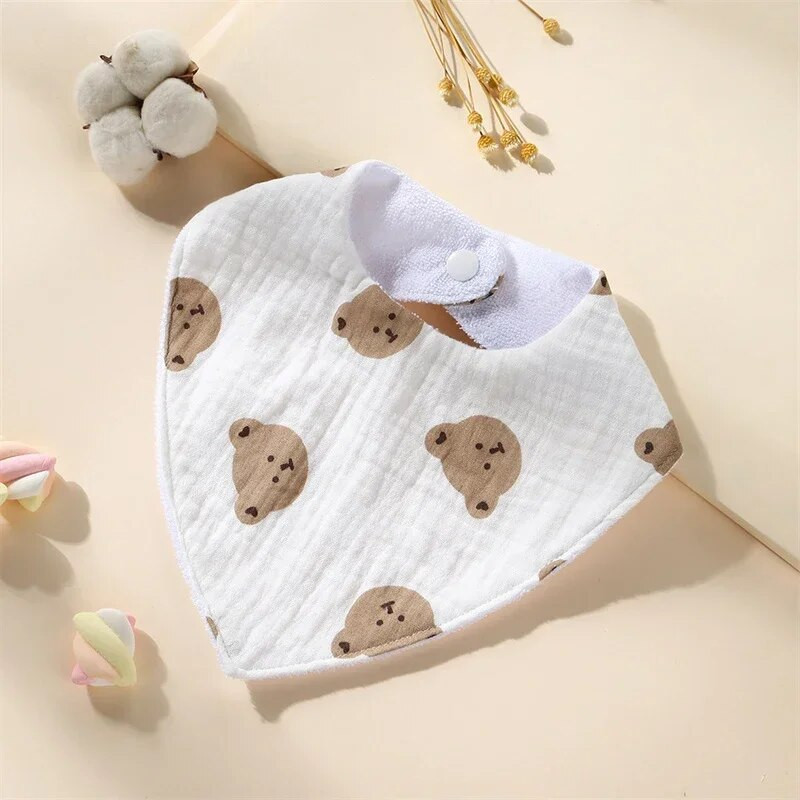 New Baby Cartoon Animal Triangle Bib Καθαρό βαμβάκι αδιάβροχο αγόρι κορίτσι Παιδί με τυπωμένη πετσέτα σάλιου Νεογέννητο ύφασμα κατά του φτύσιμου