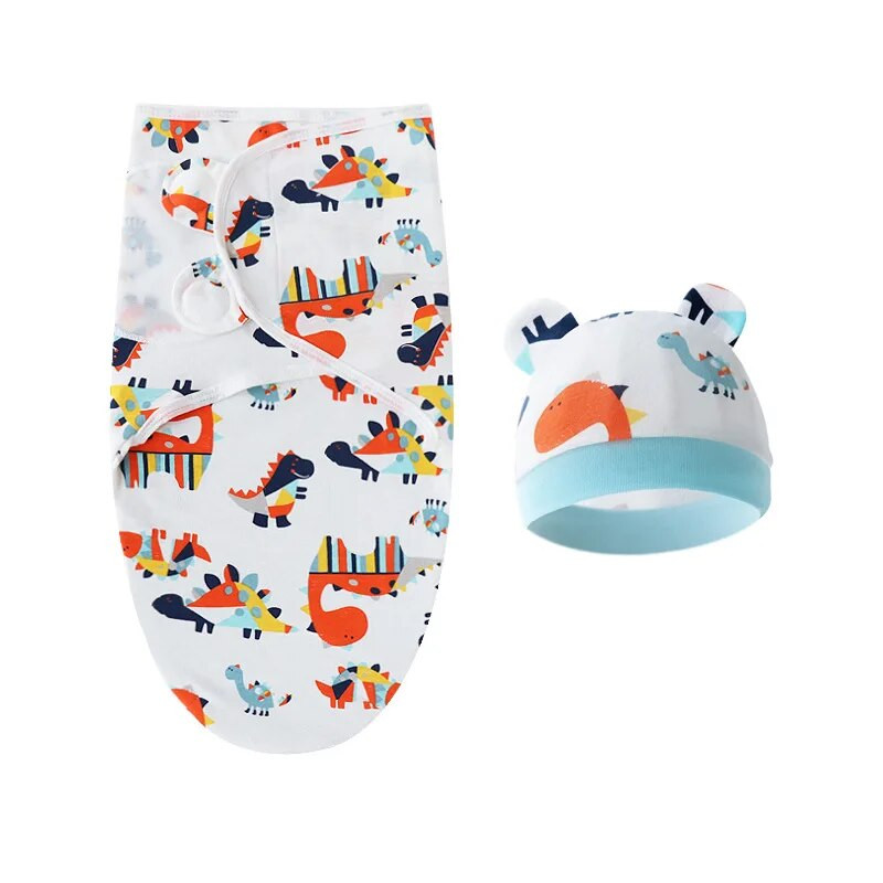 100% pamučna dječja deka za povijanje i set šešira Dječaci Djevojčice Vreća za spavanje za novorođenčad Podesivo povijanje za dojenčad Stvari za bebe 0-6M