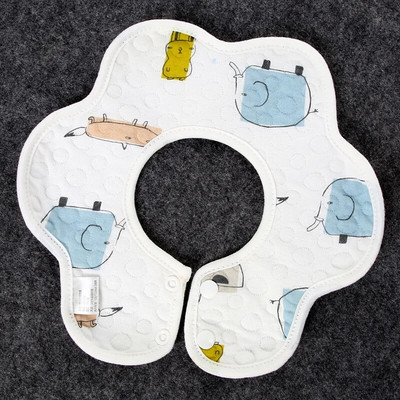 Veekindlad lapse toitmise pudipõlled 360-kraadised kroonlehed väikelastele armas puuvillane lõng süljerätik Vastsündinu väikelapse pehme röhitsemisriie lastele rinnatükk